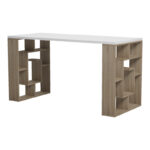 Γραφείο με ραφιέρα Labirent pakoworld sonoma-λευκό 140x60x75εκ - Image 3