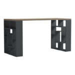 Γραφείο με ραφιέρα Labirent  pakoworld ανθρακί-sonoma 140x60x75εκ
