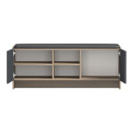 Έπιπλο εισόδου σκαμπό-παπουτσοθήκη Zulla pakoworld 10 ζεύγων sonoma- ανθρακί 110x37x43εκ - Image 2