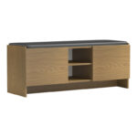 Έπιπλο εισόδου σκαμπό-παπουτσοθήκη Zulla pakoworld 10 ζεύγων ανοιχτό καρυδί 110x37x43εκ - Image 2