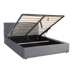 Κρεβάτι διπλό Kamaho pakoworld βελούδο ανθρακί με αποθηκευτικό χώρο 160x200εκ - Image 4