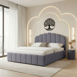 Κρεβάτι Tatiana pakoworld ύφασμα γκρι με αποθηκευτικό χώρο 120x200εκ