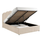 Κρεβάτι Tatiana pakoworld βελούδο μπεζ με αποθηκευτικό χώρο 120x200εκ - Image 3