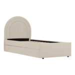 Κρεβάτι Arcuate pakoworld μπουκλέ υφασμα μπεζ με συρόμενο 90x200εκ - Image 2