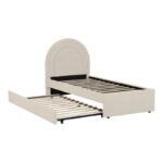 Κρεβάτι Arcuate pakoworld μπουκλέ υφασμα μπεζ με συρόμενο 90x200εκ - Image 3