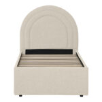 Κρεβάτι Arcuate pakoworld μπουκλέ υφασμα μπεζ με συρόμενο 90x200εκ - Image 4