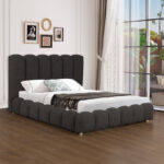 Κρεβάτι Nuvem pakoworld μπουκλέ υφασμα ανθρακί με αποθηκευτικό χώρο 160x200εκ - Image 2