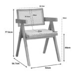 Πολυθρόνα Winslow pakoworld ξύλο rubberwood ανοικτό καρυδί-pvc rattan φυσικό-ύφασμα γκρι - Image 2