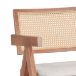 Πολυθρόνα Winslow pakoworld ξύλο rubberwood ανοικτό καρυδί-pvc rattan φυσικό-ύφασμα γκρι - Image 4