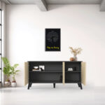 Μπουφές Billie pakoworld ανθρακί-sonoma 149x40x77εκ - Image 2