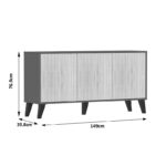 Μπουφές Billie pakoworld ανθρακί-sonoma 149x40x77εκ - Image 8