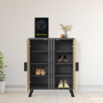 Παπουτσοθήκη-ντουλάπι Shoby pakoworld sonoma-ανθρακί 70.5x30x91εκ - Image 2