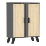 Παπουτσοθήκη-ντουλάπι Shoby pakoworld sonoma-ανθρακί 70.5x30x91εκ - Image 3