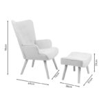 Πολυθρόνα με υποπόδιο Vivienne pakoworld βελούδο ανθρακί-φυσικό πόδι 75x69x96εκ - Image 5