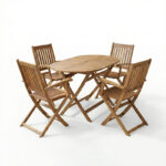 Τραπεζαρία Joter-Falov pakoworld σετ 5τεμ φυσικό μασίφ ξύλο ακακίας 130x80x72εκ - Image 2