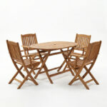 Τραπεζαρία Recofly-Falov pakoworld σετ 5τεμ φυσικό μασίφ ξύλο ακακίας 130x80x72εκ - Image 2