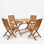 Τραπεζαρία Recofly-Jaybo pakoworld σετ 5τεμ πτυσσόμενο φυσικό μασίφ ξύλο ακακίας 100x65x72εκ - Image 2