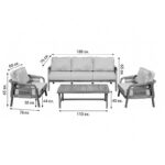 Σαλόνι εξωτερικού χώρου Malibu III pakoworld ξύλο ακακίας με σχοινί σε φυσική απόχρωση και μπεζ μαξιλάρια - Image 3