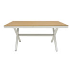 Τραπέζι Thorio pakoworld plywood σε φυσική -αλουμινίο σε λευκή απόχρωση 160x90x75εκ - Image 2