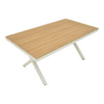 Τραπέζι Thorio pakoworld plywood σε φυσική -αλουμινίο σε λευκή απόχρωση 160x90x75εκ - Image 4