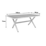 Τραπέζι Thorio pakoworld plywood σε φυσική -αλουμινίο σε λευκή απόχρωση 160x90x75εκ - Image 6