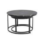 Τραπέζι σαλονιού Revelon pakoworld σετ 2τεμ mdf σε απόχρωση μαύρο όψης μαρμάρου 80x80x45εκ - Image 3