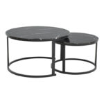 Τραπέζι σαλονιού Revelon pakoworld σετ 2τεμ mdf σε απόχρωση μαύρο όψης μαρμάρου 80x80x45εκ - Image 4