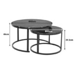 Τραπέζι σαλονιού Revelon pakoworld σετ 2τεμ mdf σε απόχρωση μαύρο όψης μαρμάρου 80x80x45εκ - Image 7