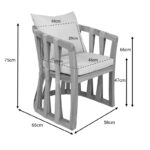 Πολυθρόνα Morani pakoworld σκελετός teak ξύλο και ύφασμα σε φυσική απόχρωση 58x66x75εκ - Image 2