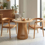 Τραπεζαρία 3τεμ Noody-Kenda I pakoworld teak ξύλο σε φυσική απόχρωση Φ80x75