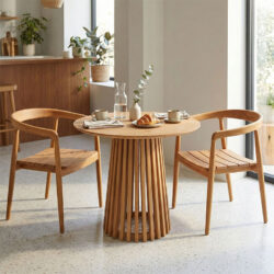 Τραπεζαρία 3τεμ Noody-Kenda I pakoworld teak ξύλο σε φυσική απόχρωση Φ80x75