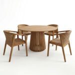 Τραπεζαρία Granny-Kenda I pakoworld σετ 5τεμ σε φυσική-μπεζ απόχρωση Φ120x75εκ - Image 2