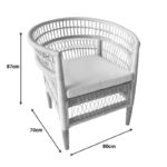 Πολυθρόνα Necorian paakoworld teak ξύλο με pe rattan σε φυσική απόχρωση και λευκό μαξιλάρι 80x70x87εκ - Image 9