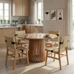 Τραπέζι Kenda I pakoworld mindi ξύλο σε φυσική απόχρωση Φ120x75εκ