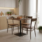 Τραπέζι Nerobian pakoworld mdf σε καρυδί απόχρωση 70x70x75εκ - Image 2