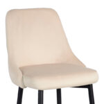 Σκαμπό μπαρ Zedna pakoworld μπεζ βελούδο με μαύρα μεταλλικά πόδια 52x57x111εκ - Image 5