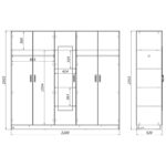 Ντουλάπα πεντάφυλλη με καθρέφτη Luna pakoworld σε λευκή απόχρωση 220x52x200εκ - Image 2