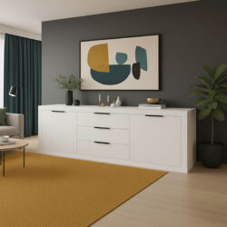 Μπουφές Doha pakoworld σε λευκή απόχρωση 210x45x80.5εκ