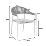 Πολυθρόνα αλουμινίου Elation pakoworld στοιβαζόμενη λευκός σκελετός-textilene γκρι και rattan σε φυσική απόχρωση 56x52x76εκ - Image 2