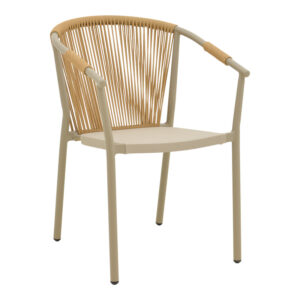 Πολυθρόνα στοιβαζόμενη Convince pakoworld αλουμίνιο με καφέ σκελετό-textilene-pe rattan 56x63x82εκ