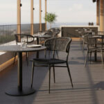 Καρέκλα στοιβαζόμενη Agus pakoworld αλουμίνιο-pe rattan σε μαύρη απόχρωση 55x63x77εκ - Image 2