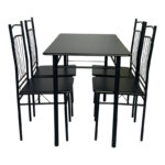 Τραπεζαρία Reforia pakoworld σετ 5τμχ mdf σε μαύρη απόχρωση με μαύρα μεταλλικά πόδια 110x60x74εκ - Image 3