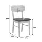 Καρέκλα Bedona pakoworld rubberwood σε φυσική απόχρωση με μαύρο pu μαξιλάρι 47x46x80εκ - Image 2