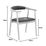 Πολυθρόνα Sandi pakoworld rubberwood σε φυσική απόχρωση με μαύρο pu μαξιλάρι 50x60x80εκ - Image 2