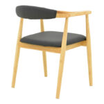 Πολυθρόνα Sandi pakoworld rubberwood σε φυσική απόχρωση με μαύρο pu μαξιλάρι 50x60x80εκ - Image 3