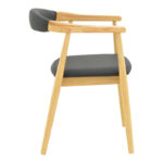 Πολυθρόνα Sandi pakoworld rubberwood σε φυσική απόχρωση με μαύρο pu μαξιλάρι 50x60x80εκ - Image 4