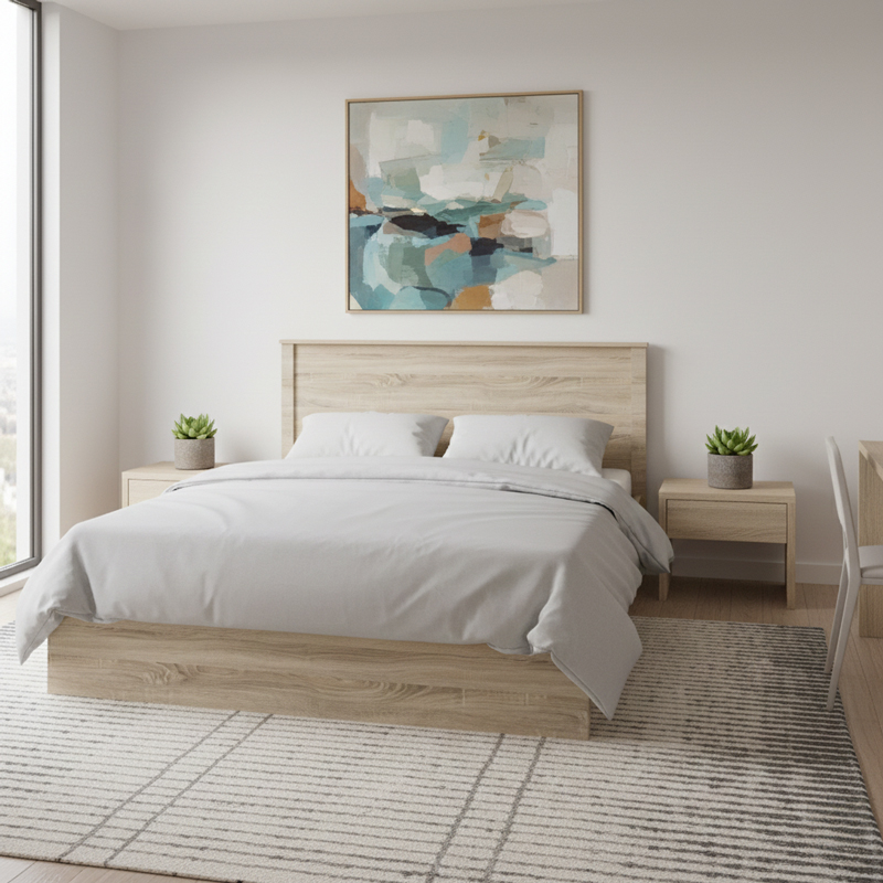 383-000098 Κρεβάτι Athos pakoworld σε sonoma απόχρωση 160x200εκ