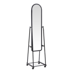 Καθρέπτης τροχήλατος Lomna pakoworld pp-μεταλλικός με ράφι σε μαύρη απόχρωση 38.5x37.5x160εκ