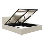 Κρεβάτι Dellia pakoworld με αποθηκευτικό χώρο ύφασμα κρεμ 150x200εκ - Image 3