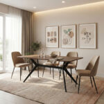 Τραπέζι Ezali pakoworld καρυδί mdf με μαύρα μεταλλικά πόδια 160x90x75εκ